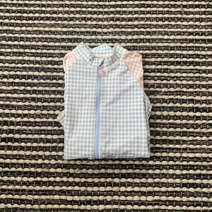 🌿Crewcuts Wear Your Shade Rash Guard Long Sleeve Plaid Blue Pink Swimsuit 10